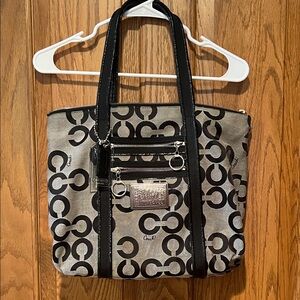 Vintage Coach Black and Gray Signature Poppy Tote